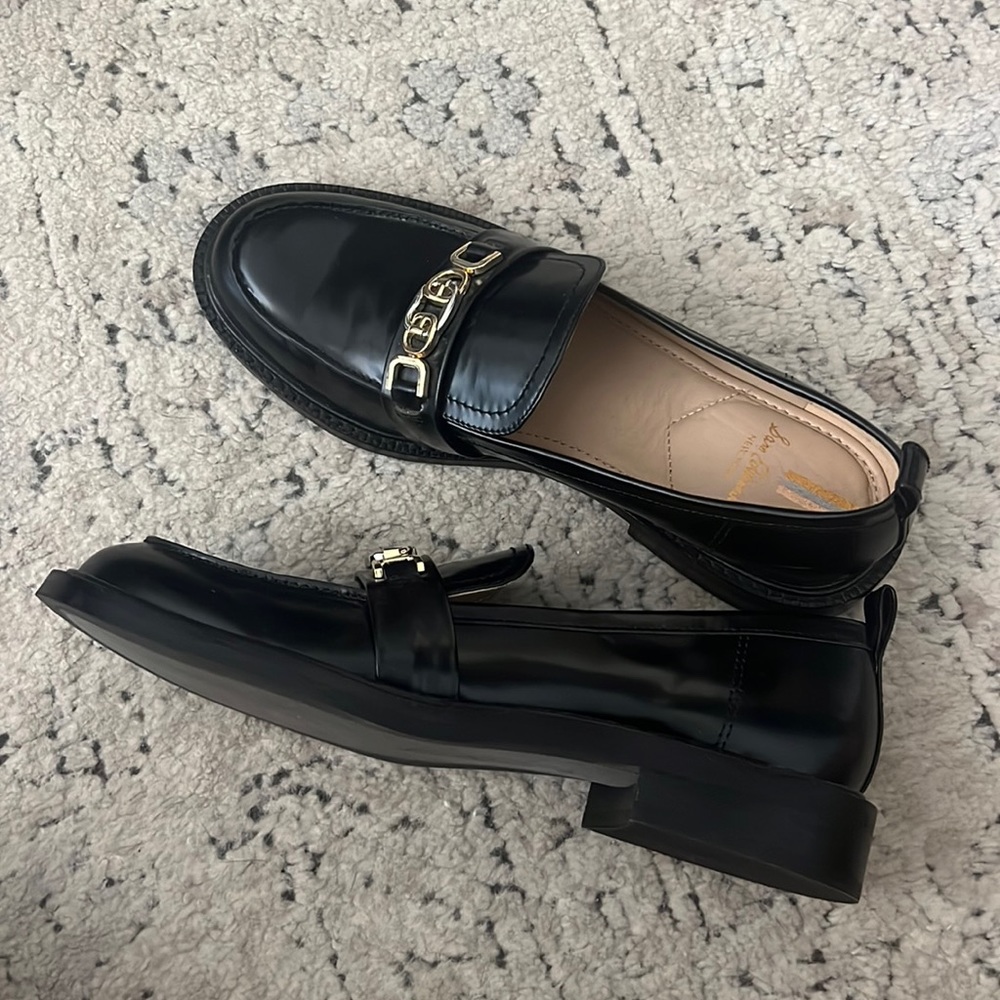 Sam Edelman Black Loafers with Gold Accent